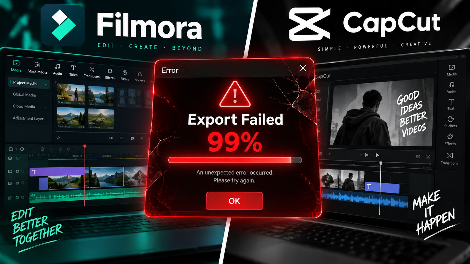 How to fix Filmora export error and CapCut crashing
