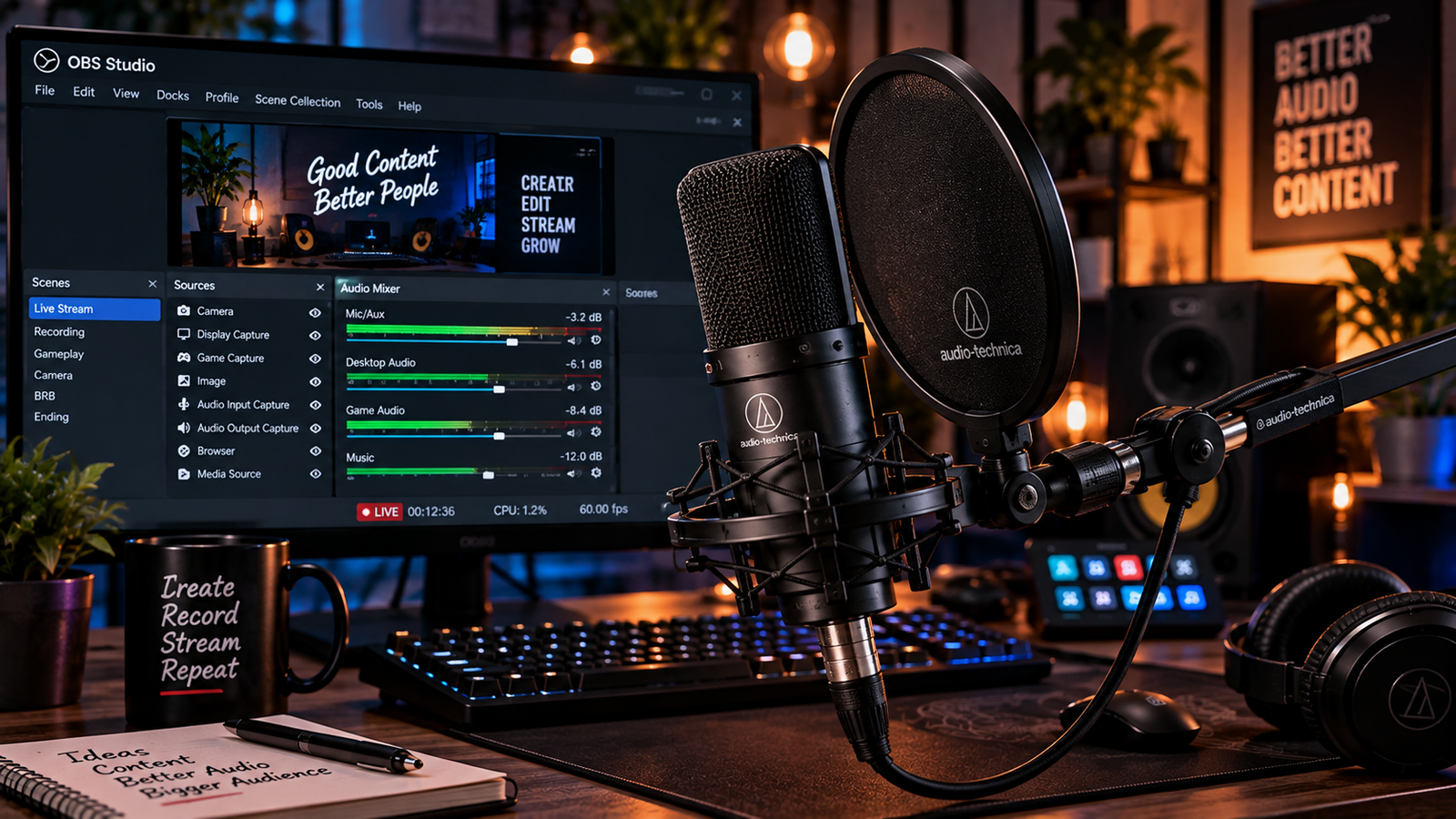 how to fix microphone static in obs